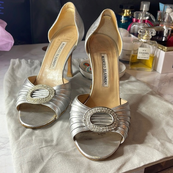Silver Manolo Blahniks - Picture 2 of 5